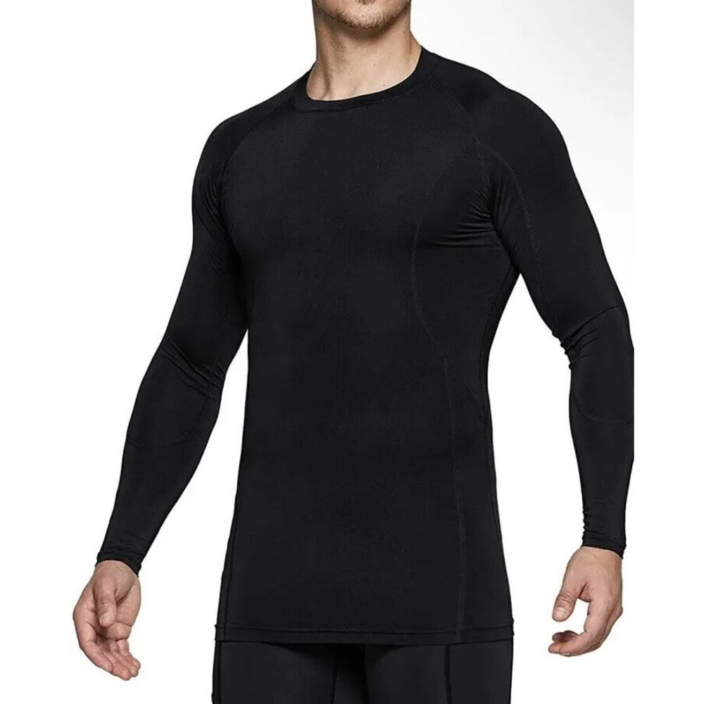 TSLA long sleeve Compression Shirt men S Cool Dry Fit Athletic Workout black